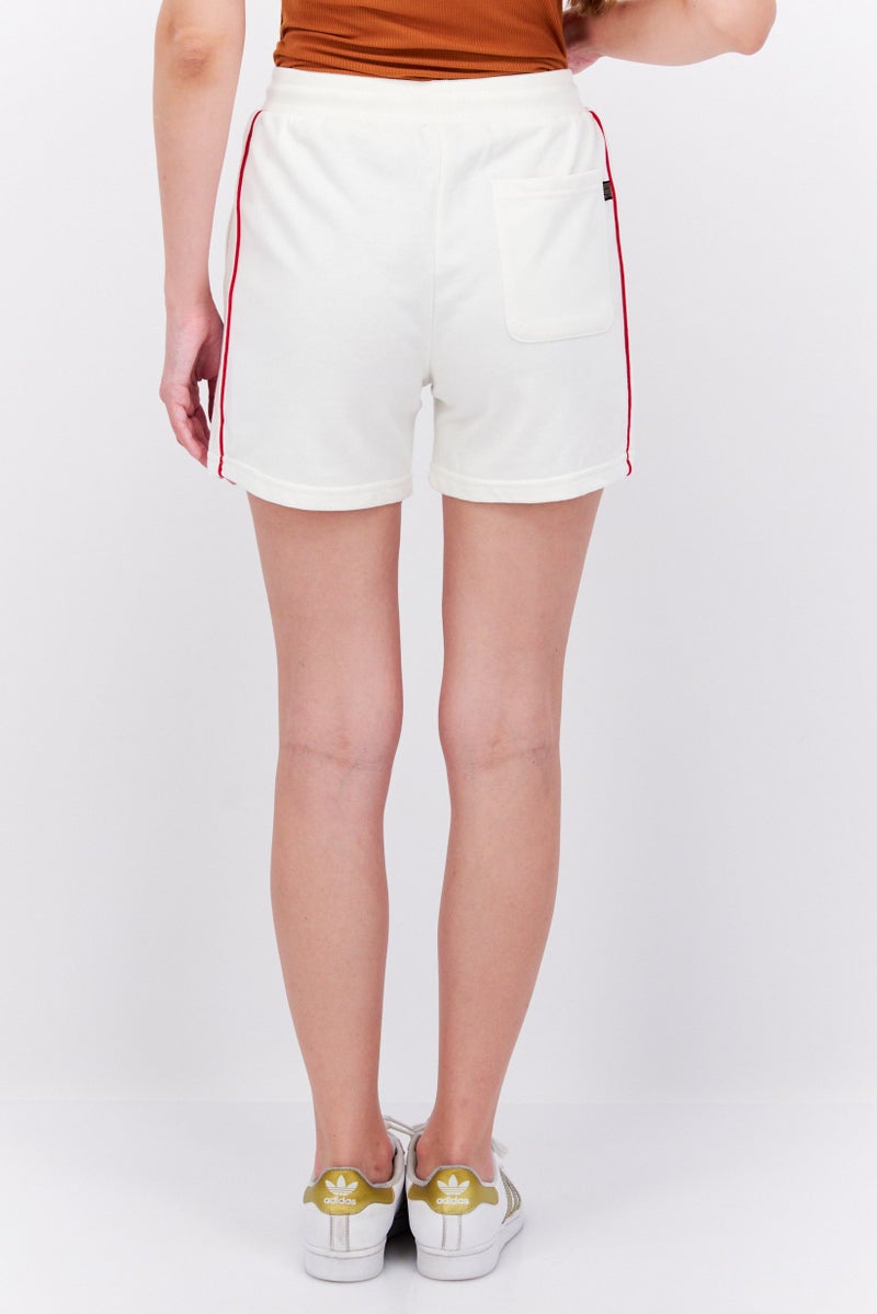 ELVIS Women Heart Patch Side Pocket Drawstring Basic Shorts, Off White - Image 4